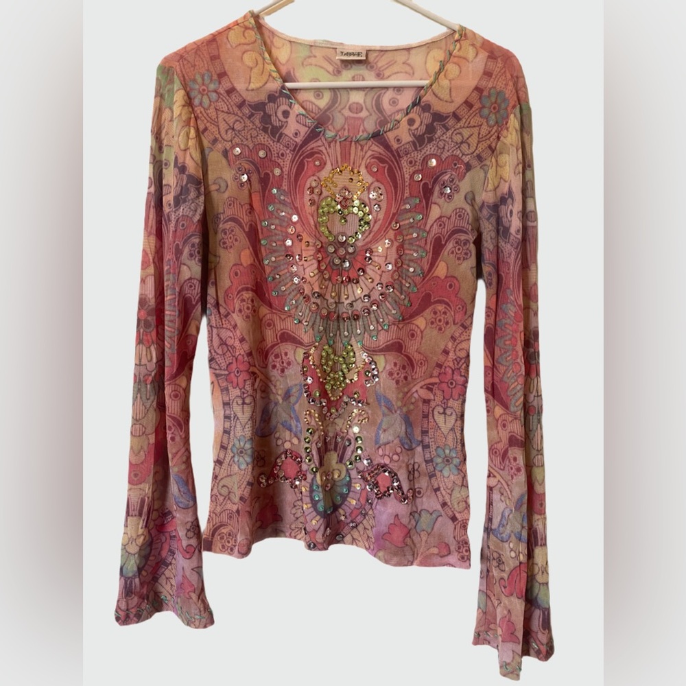 Insane Y2K 90s rave micromesh sequin top